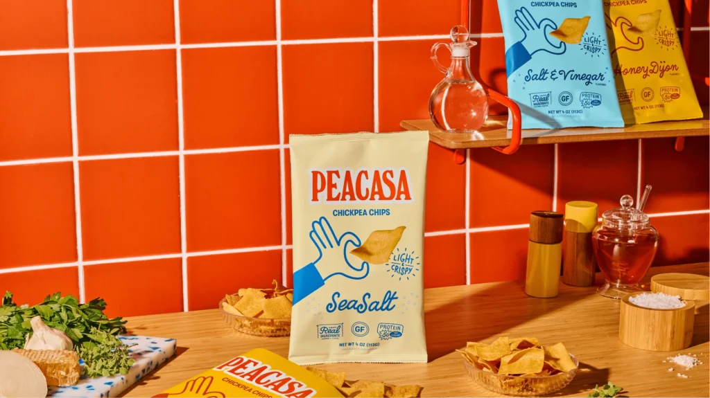 Peacasa chips on a kitchen table