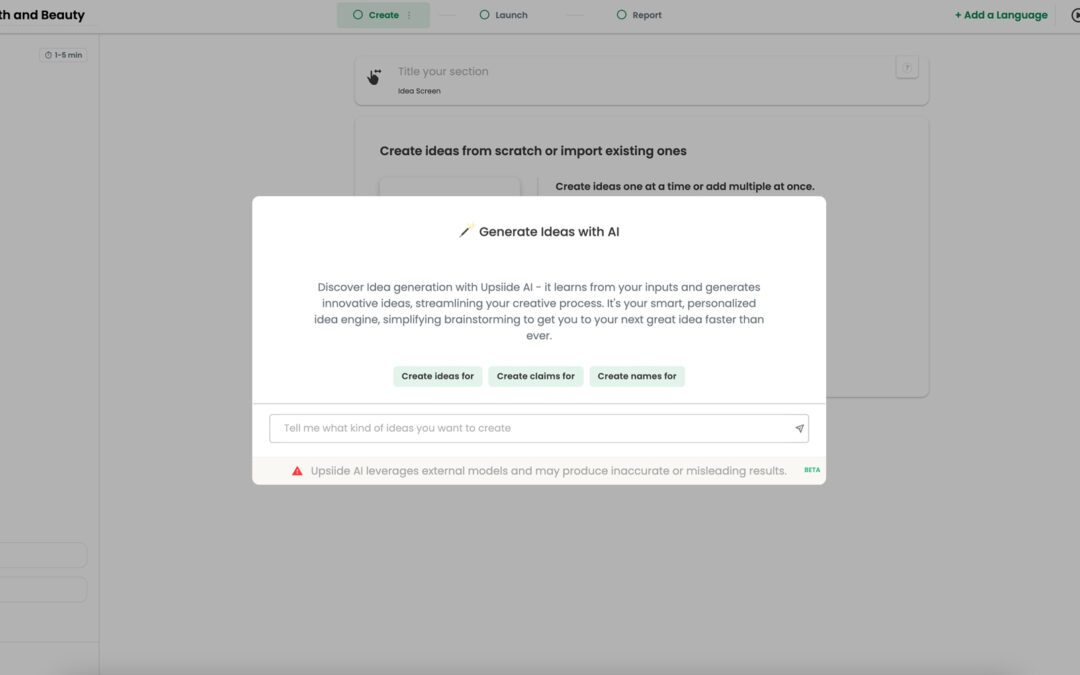 Supercharging innovation: Upsiide’s AI Idea Generation tool