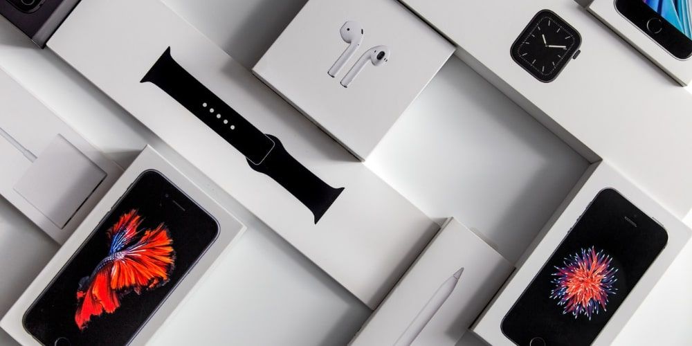 Apple Watch, AirPods and iPhone packages