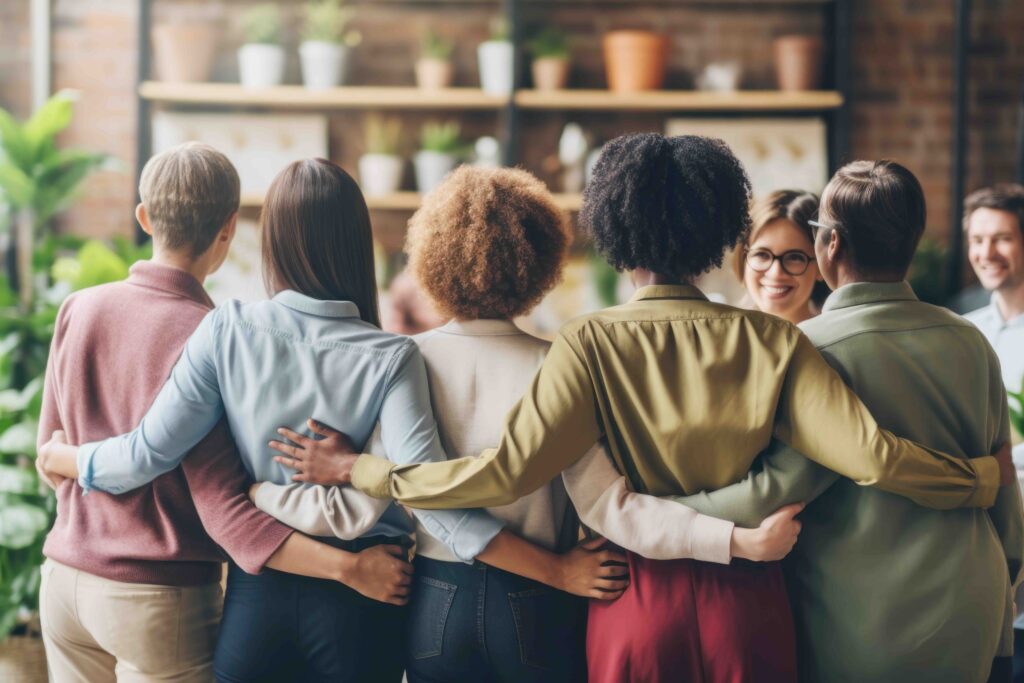 Group of people hugging each other