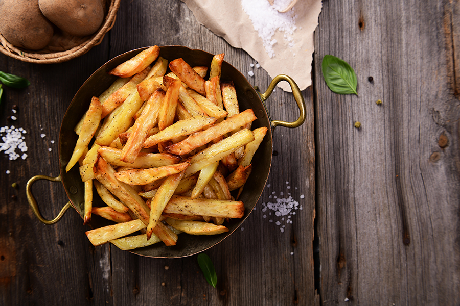 Homemade potato french fries Fries on a table