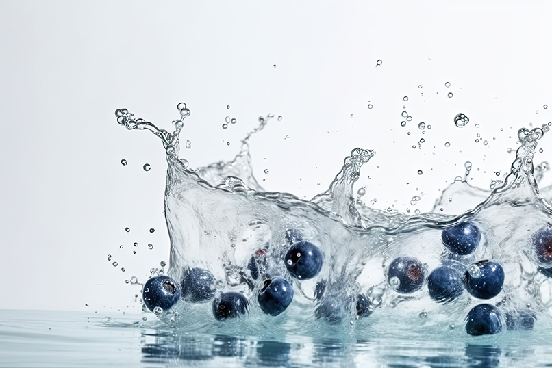 Blueberries in water